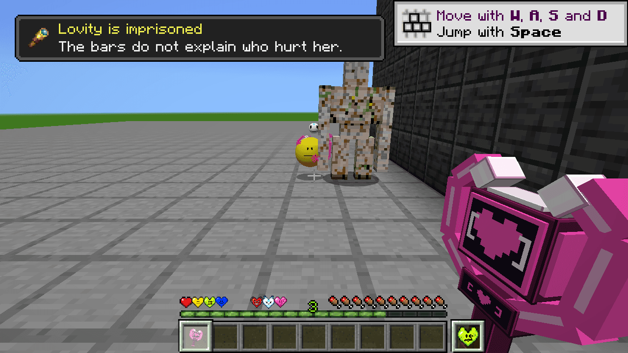 Lovity's Attention Magnet locked onto its target, with the evolving heart HUD visible.
